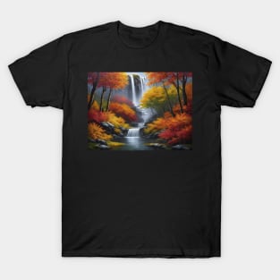 Waterfall Scene in Autumn T-Shirt